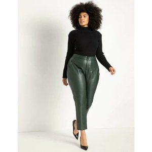 Eloquii ✨ Classic Fit Slim Faux Leather Pant in Dark Green ✨ Size 14/16